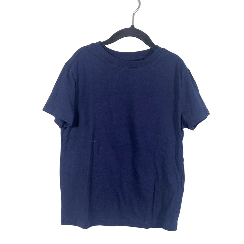 Old Navy Kids Tan Striped Solid Blue Short Sleeve Shirt Casual Vacation Preppy 6